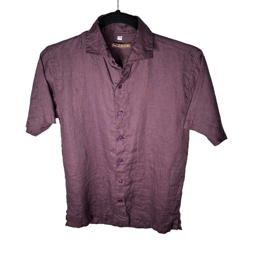 Island Importer Linen Button Down Shirt Eggplant Purple Size 12